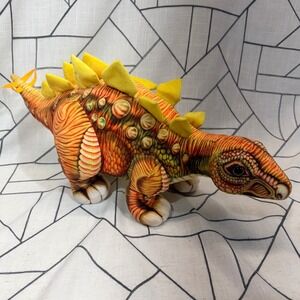 Real Planet Stegosaurus Plush 20" Orange Yellow Dinosaur Stuffed Animal